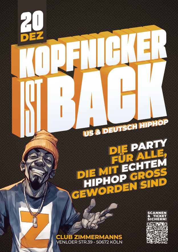 20. Dezember 2025, 23Uhr, Club Z, Kopfnicker, US & Deutsch HipHop, echter HipHop